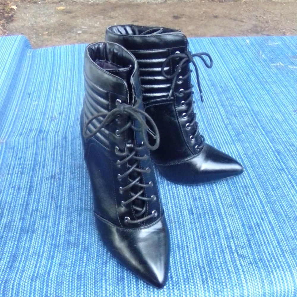 Faux leather ankle boots with stiletto heels
